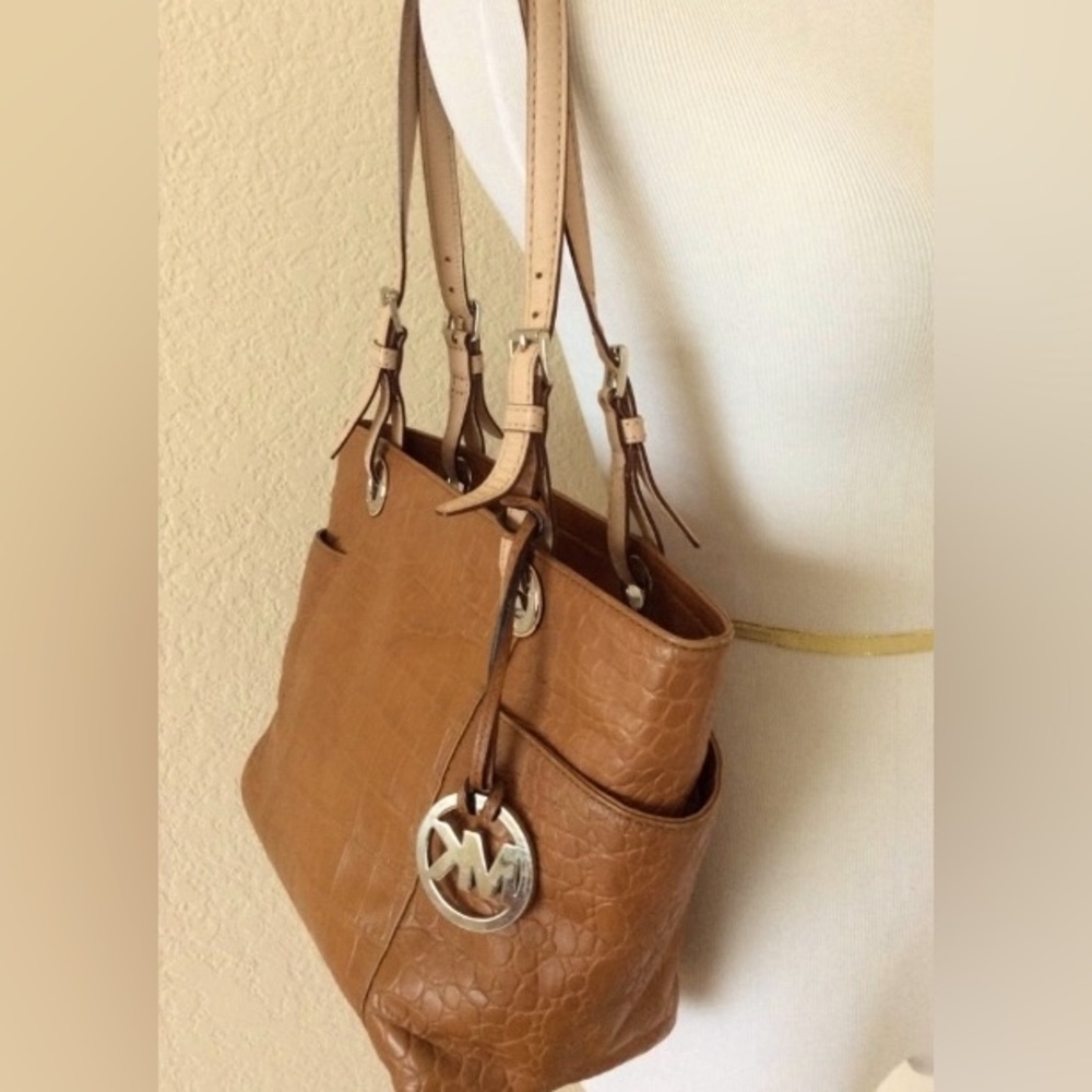Leather bag Michael Kors vintage rust brown bag two handle shoulder or tote bag